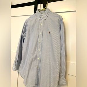 Ralph Lauren 15 1/2 32/33 Dress Shirt- Blue and White Stripe Oxford